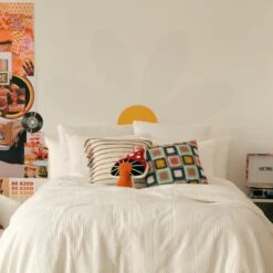 Phoebe Embroidered Stripe With Side Fringe Square Pillow Cover -Best Homeware Shop Retro A 0221