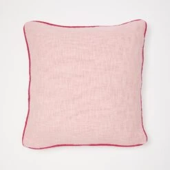 Charlie Cotton Square Pillow Cover -Best Homeware Shop Solid Contrast Piping Square Pillow Cover Pink 005 1