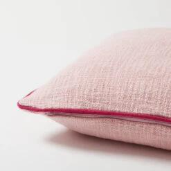 Charlie Cotton Square Pillow Cover -Best Homeware Shop Solid Contrast Piping Square Pillow Cover Pink 008 1