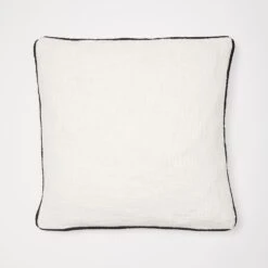 Charlie Cotton Square Pillow Cover -Best Homeware Shop Solid Contrast Piping Square Pillow Cover WHT BLK 008 1