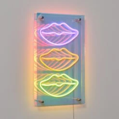 Stacked Lips Neon Sign -Best Homeware Shop Stacked Lips Neon Sign Pink Orange Yellow 002