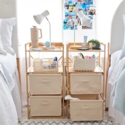 Beck Charging 2-Drawer Bamboo And Canvas Storage Unit -Best Homeware Shop Storage BambooCarts