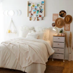 Fuzzy Fleece Throw Blanket -Best Homeware Shop THRO21 THW FUZZYFLEECE NAT 1