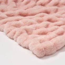 Angelina Ruched Faux Fur Throw Blanket -Best Homeware Shop ThrowBlanket Angelina Blush 002