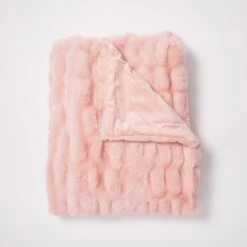 Angelina Ruched Faux Fur Throw Blanket