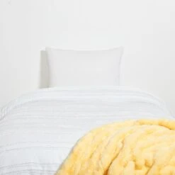 Angelina Ruched Faux Fur Throw Blanket -Best Homeware Shop ThrowBlanket Angelina Yellow VIS 003