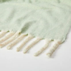 Iris Tonal Fringe Throw Blanket -Best Homeware Shop Tonal Fringe Throw Blanket Sage 001